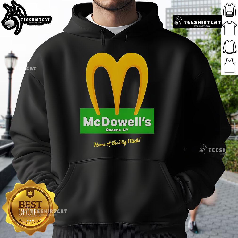 Official McDowell's Restaurant 'Home of the Big Mick' logo hoodie showcasing iconic fast food branding.