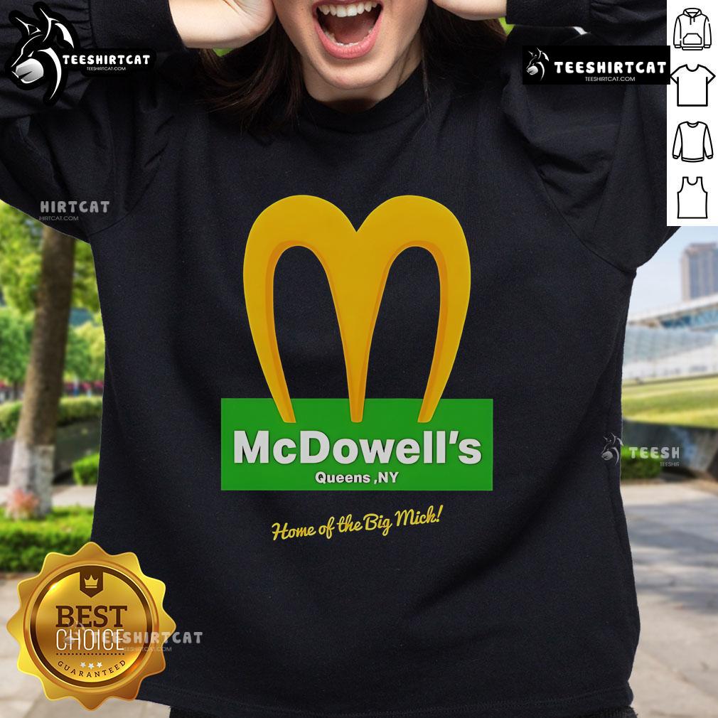 Official McDowell's Restaurant sweatshirt featuring the Big Mick logo, perfect for fans of the iconic movie.