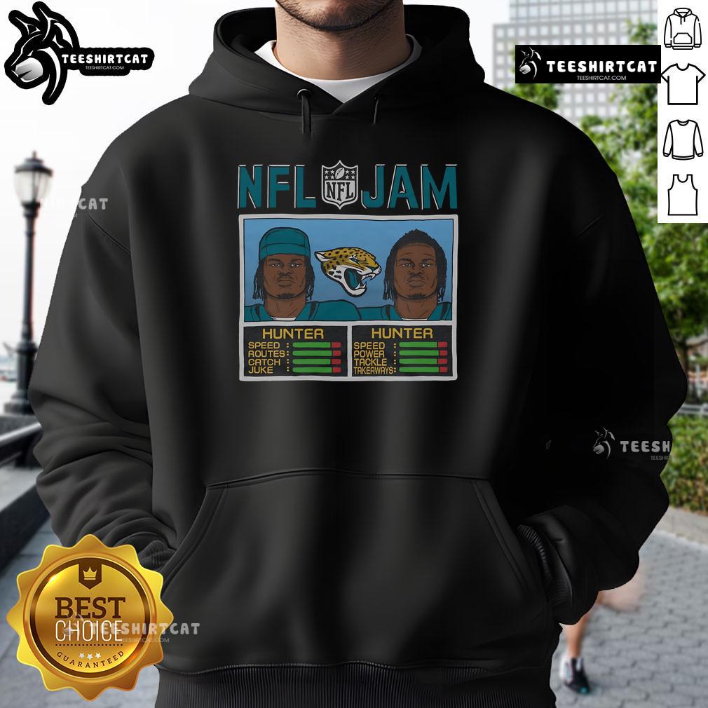 Official NFL Jam Jaguars Hunter Hoodie in black, featuring team logo and comfortable fit, perfect for game day.