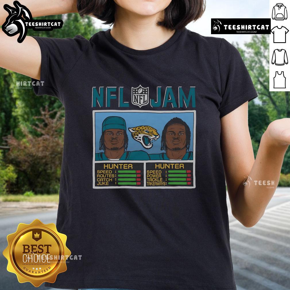 Official NFL Jam Jaguars Hunter Ladies Tee in team colors, perfect for female fans supporting the Jacksonville Jaguars.