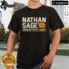 Official Nathan Sage Democrat for U.S. Senate T-shirt featuring bold graphics and campaign colors for supporters.