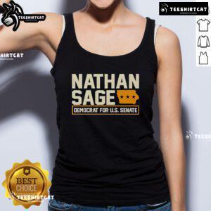 Official Nathan Sage Democrat for U.S. Senate tank top featuring campaign logo and vibrant colors, perfect for supporters.