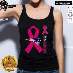 Official New England Patriots cancer awareness 'Im a Survivor' tank top, showcasing team spirit and support for survivors.