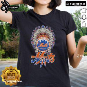 Official New York Mets x Native American ladies tee featuring vibrant team colors and stylish design for fans.