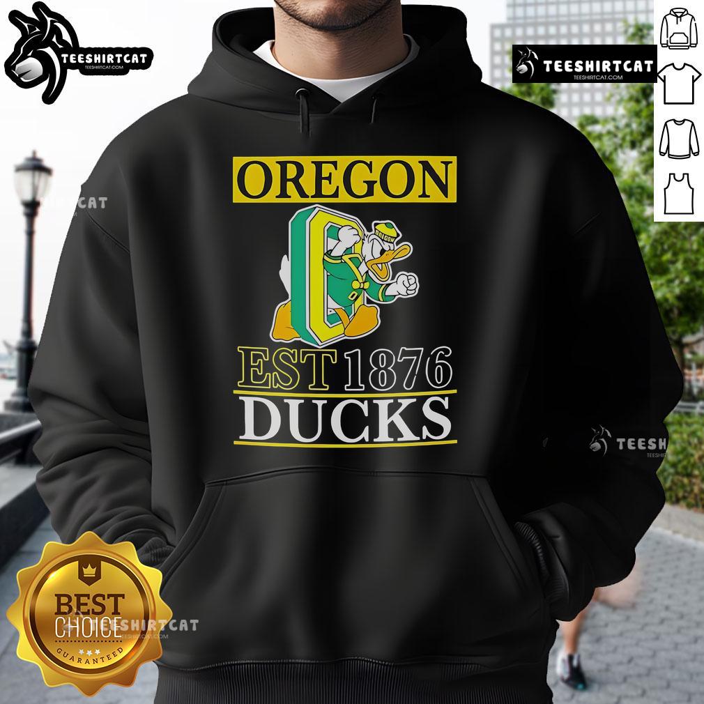 Official Oregon Ducks Est 1876 Hoodie featuring vibrant team colors and logo, perfect for fans and casual wear.