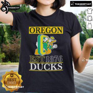 Official Oregon Ducks Est 1876 ladies tee in green with logo, perfect for fans supporting their team in style.