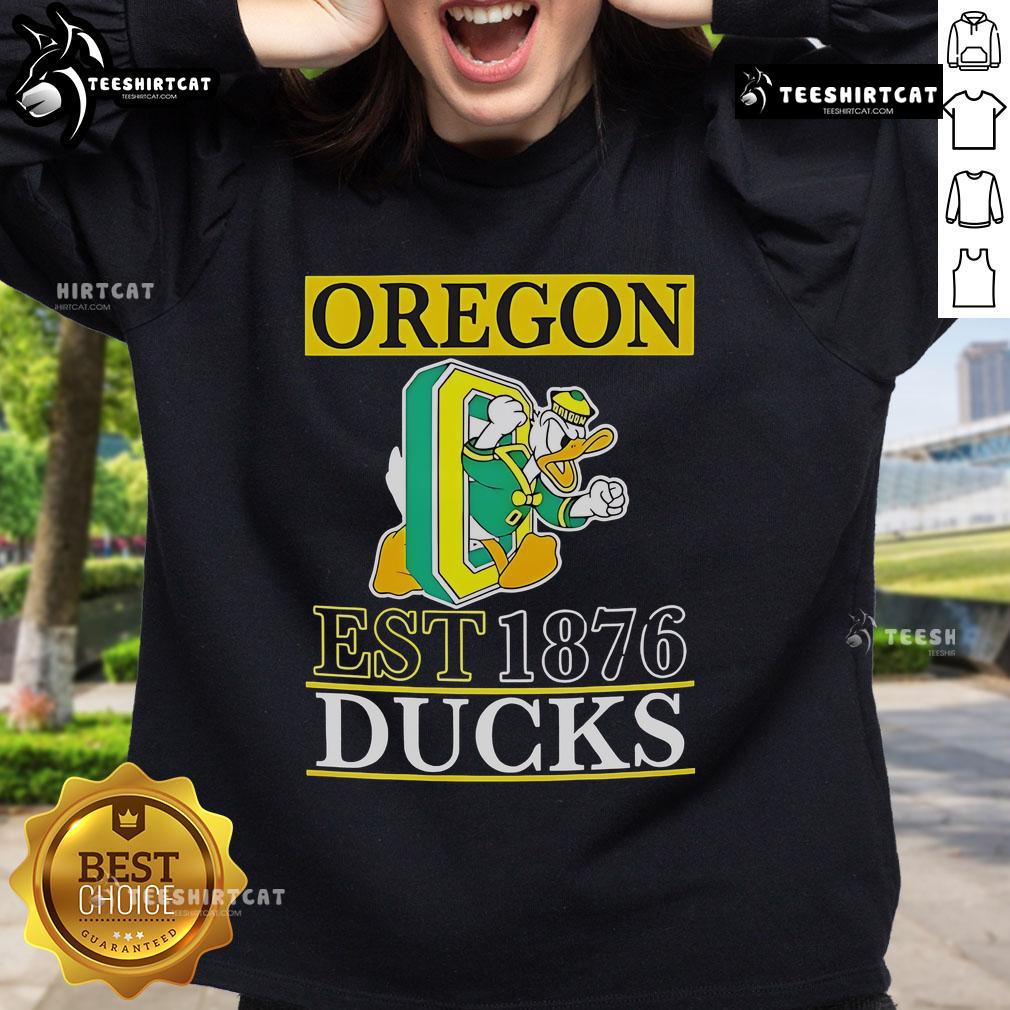Official Oregon Ducks Est 1876 Sweatshirt featuring team colors and logo, perfect for fans and casual wear.
