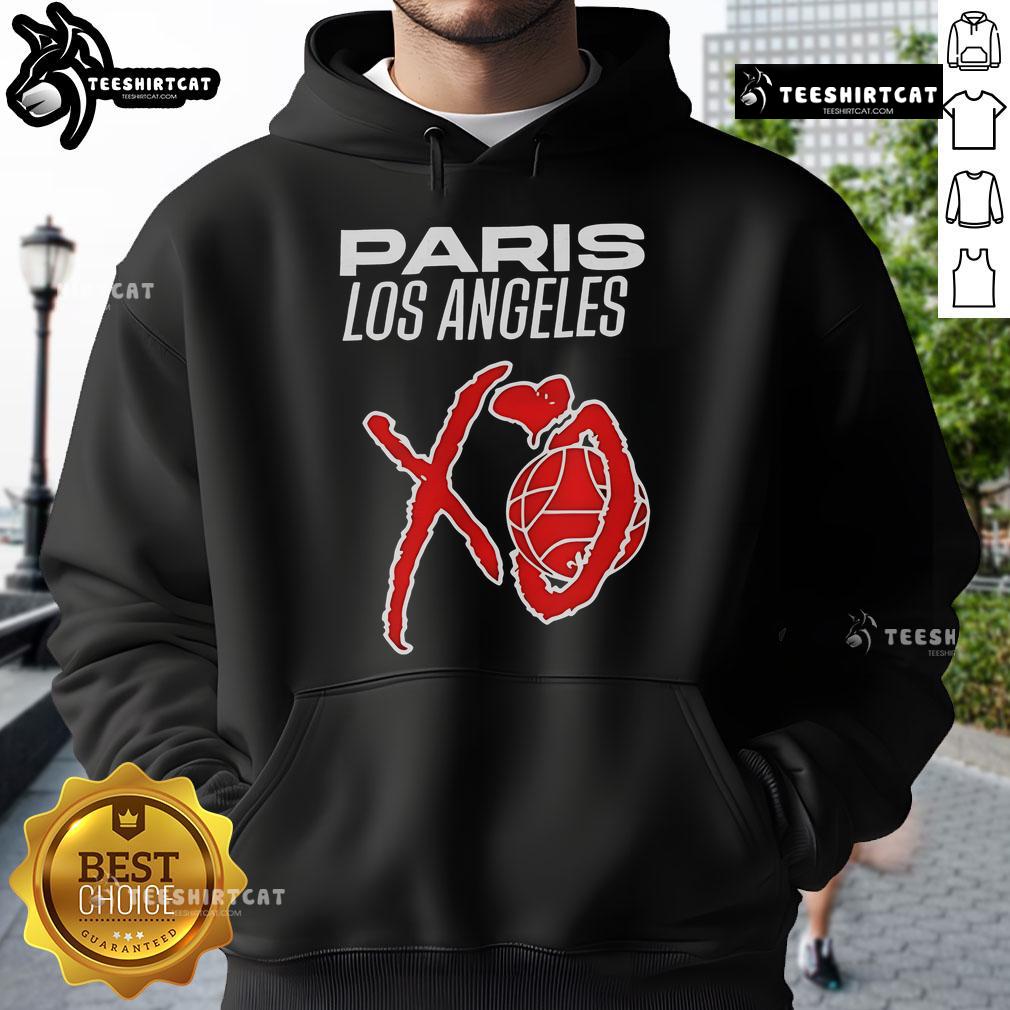 Official Paris Los Angeles XO Hoodie featuring a stylish design, perfect for casual wear and street fashion enthusiasts.