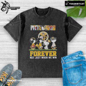 Official Pittsburgh Panthers Peanuts Snoopy and Friends Forever t-shirt in washed style, perfect for game day.