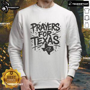 Official Prayers for Texas shirt featuring flood support design on a cozy sweatshirt, perfect for showing solidarity.