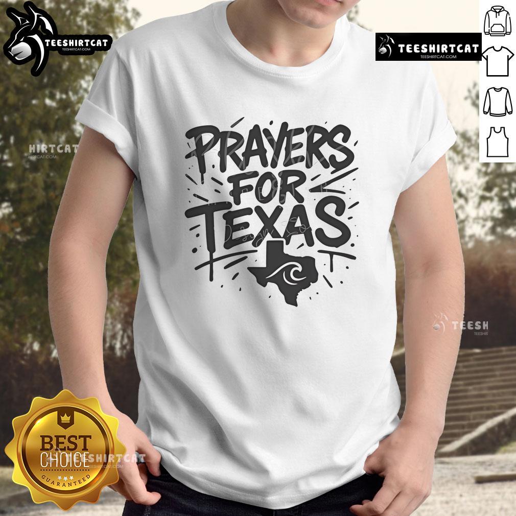 Official Prayers For Texas Shirt Flood Support T-Shirt featuring a heartfelt design to aid Texas flood relief efforts.