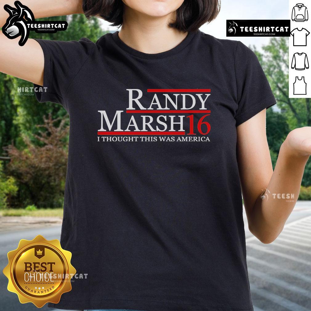Official Randy Marsh 'I Thought This Was America' Ladies Tee featuring a bold graphic design for fans of South Park.