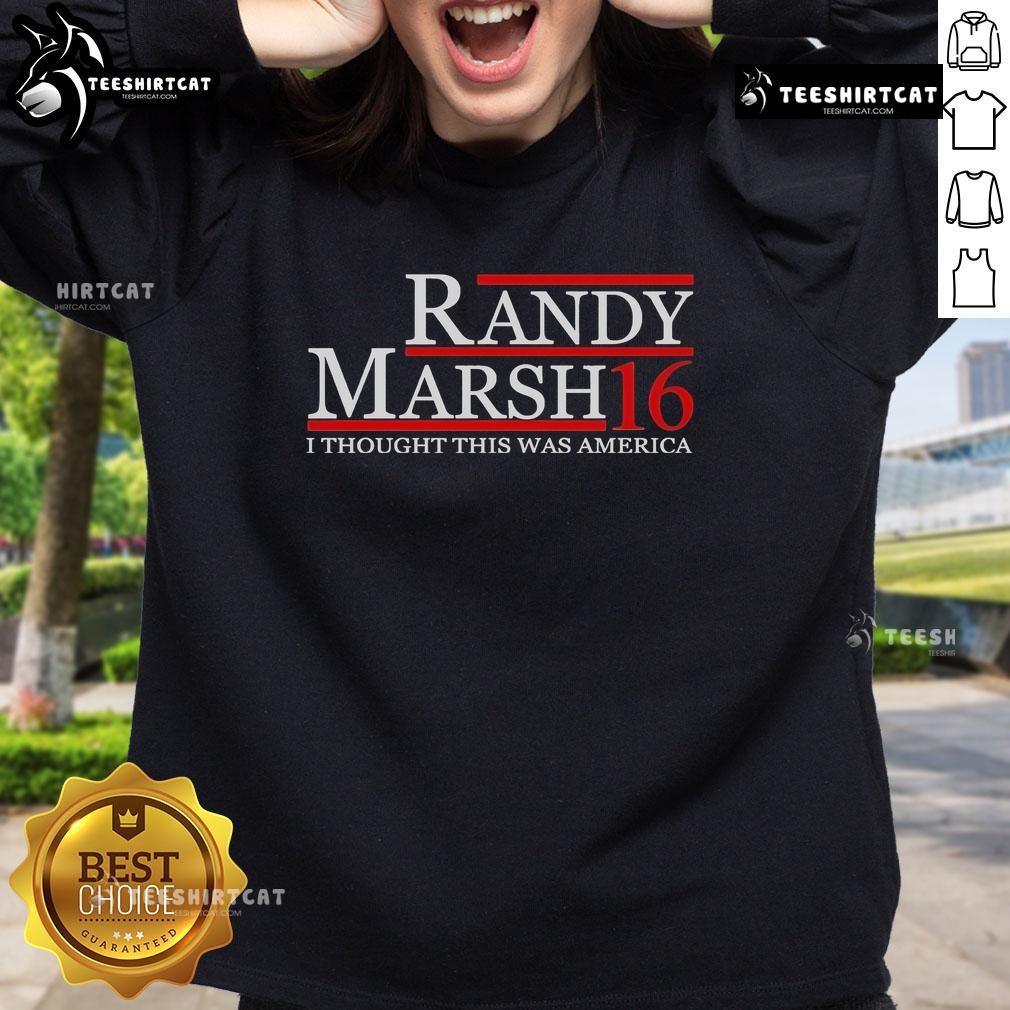 Alt Text: Official Randy Marsh sweatshirt featuring 'I Thought This Was America' design, perfect for fans of South Park.