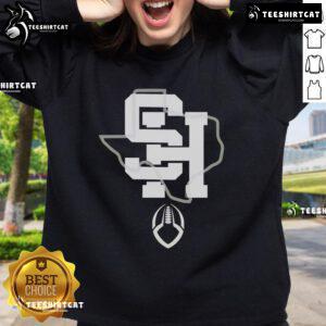 Official SH Texas Football Sweatshirt in navy blue, featuring the team logo and comfortable design for fans.