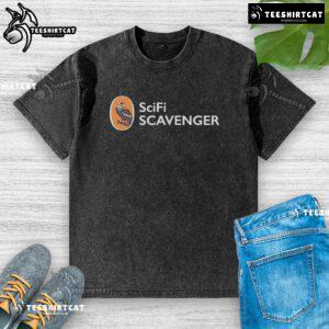 Official Sci-Fi Scavenger Washed T-Shirt featuring a unique graphic design, perfect for sci-fi fans and casual wear.