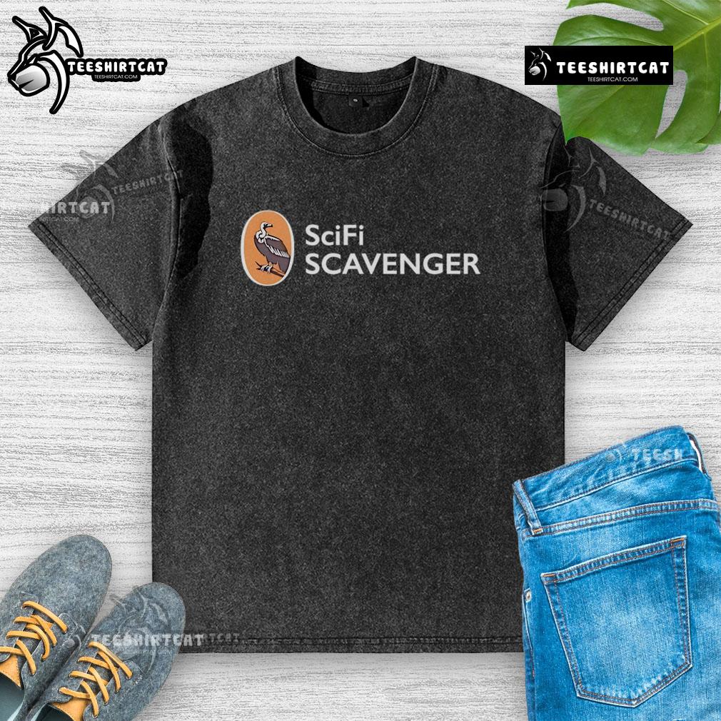 Official Sci-Fi Scavenger Washed T-Shirt featuring a unique graphic design, perfect for sci-fi fans and casual wear.