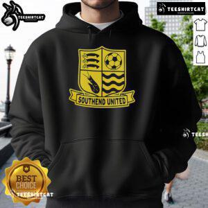 Alt Text: Official Southend United logo hoodie featuring the club's emblem on a stylish, comfortable design.