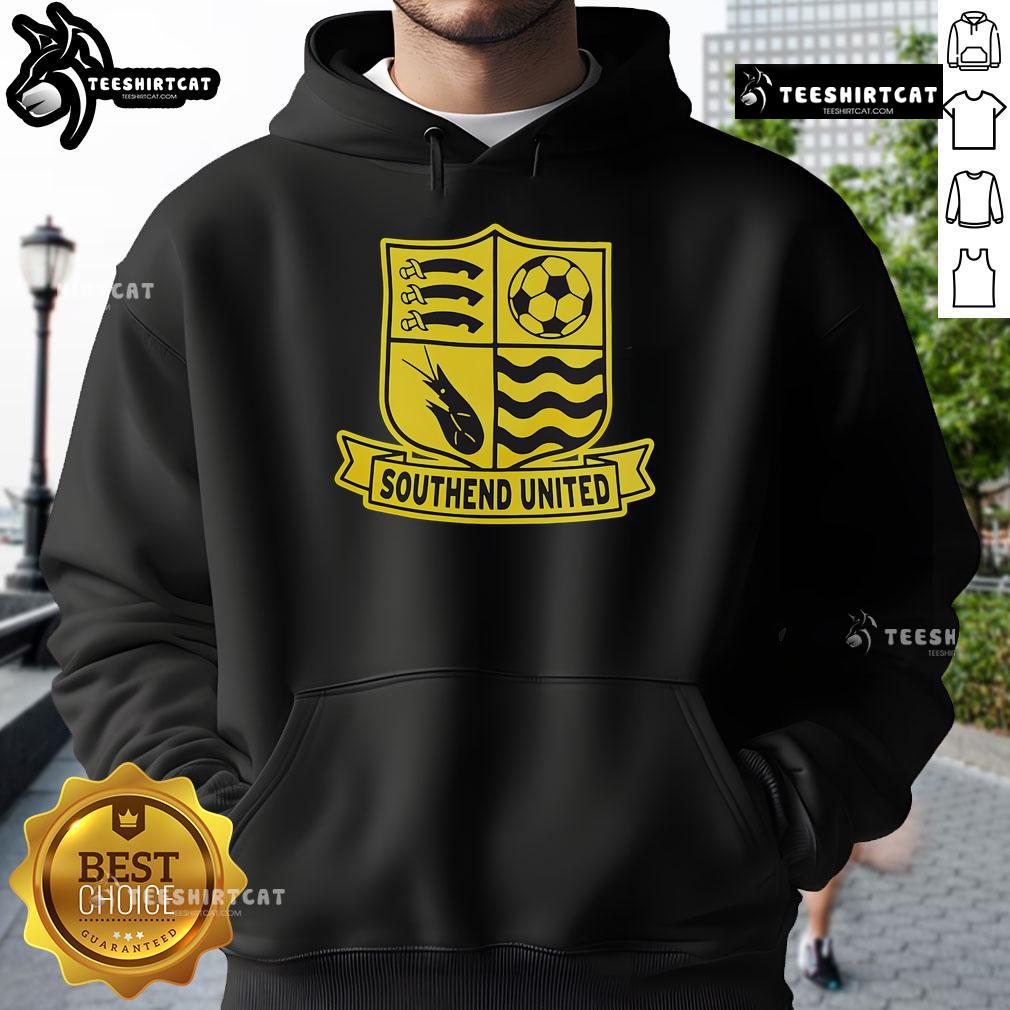 Alt Text: Official Southend United logo hoodie featuring the club's emblem on a stylish, comfortable design.