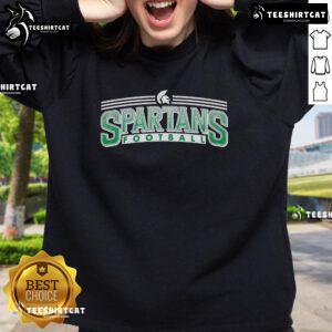 Official Spartans Football Stripes Sweatshirt featuring bold stripes and team logo, perfect for sports fans.