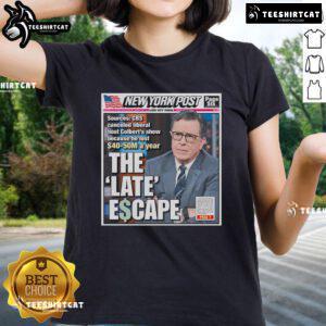 Official Stephen Colbert New York Post The Late Escape Ladies Tee featuring vibrant design and comfortable fit.