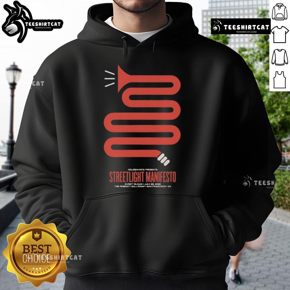 Official Streetlight Manifesto San Francisco CA July 25 2025 concert hoodie featuring vibrant design and band logo.