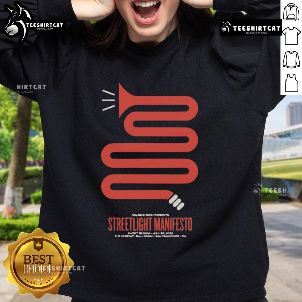 Official Streetlight Manifesto concert sweatshirt from the San Francisco, CA show on July 25, 2025, featuring vibrant design.
