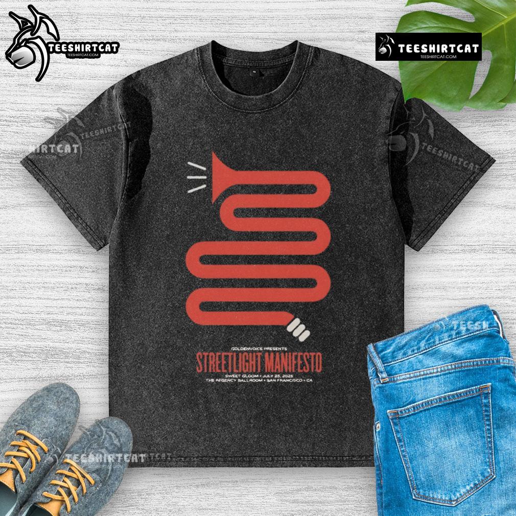 Official Streetlight Manifesto concert t-shirt from San Francisco, CA, July 25, 2025, featuring a washed vintage design.