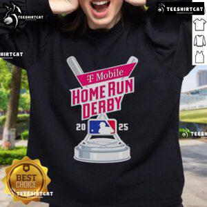 Alt Text: Official T-Mobile Home Run Derby 2025 MLB logo sweatshirt featuring vibrant colors and a stylish design for fans.