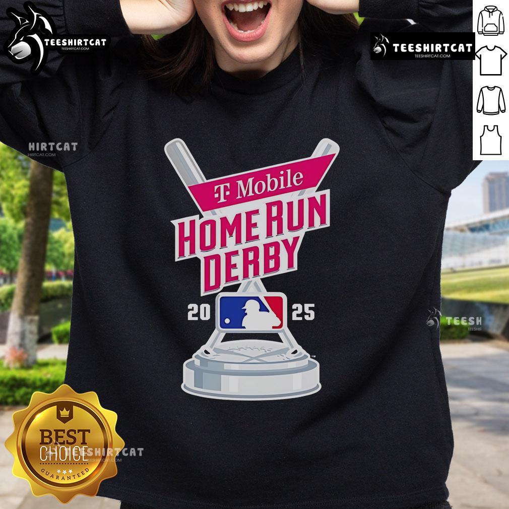 Alt Text: Official T-Mobile Home Run Derby 2025 MLB logo sweatshirt featuring vibrant colors and a stylish design for fans.