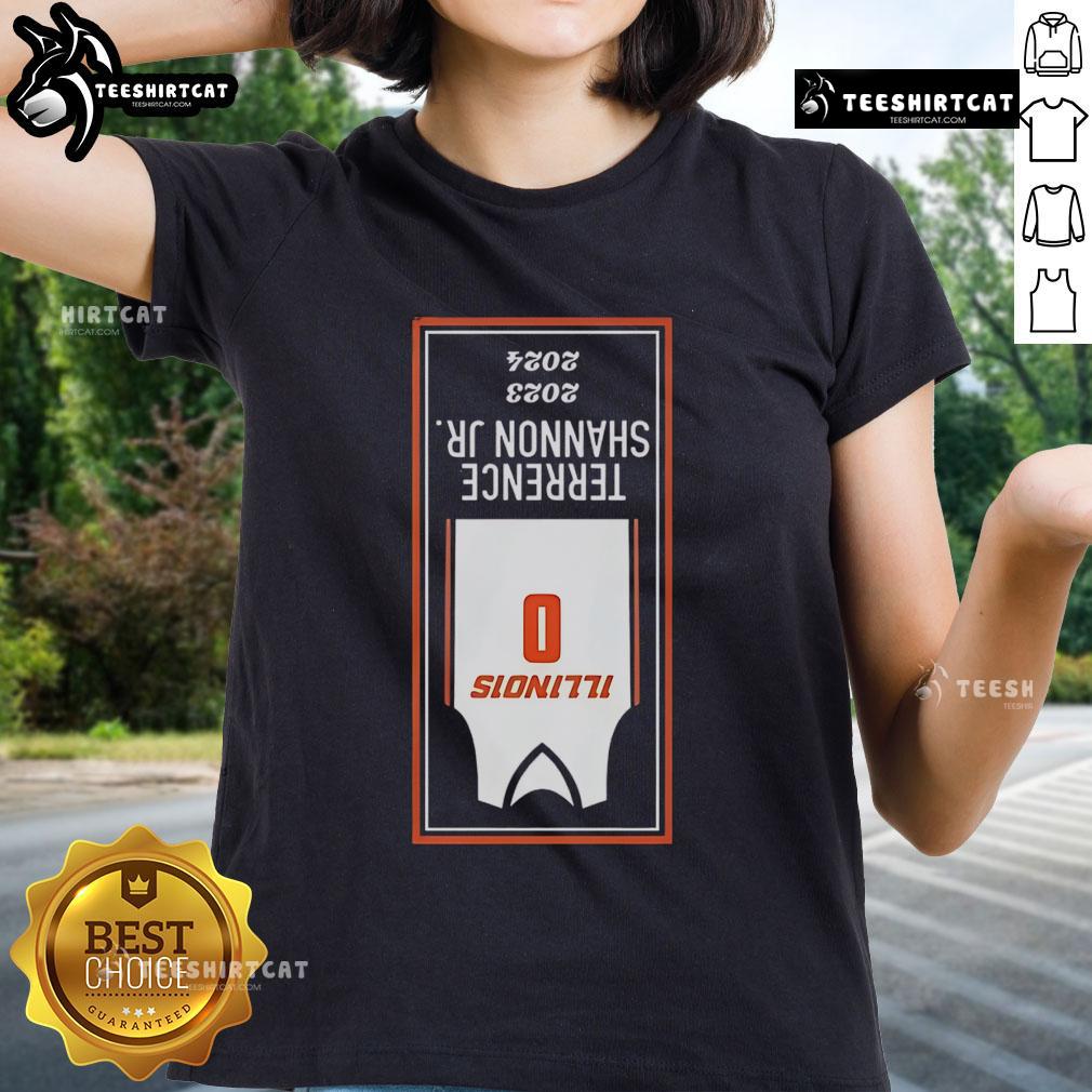 Official TSJ Upside Down Banner Ladies Tee featuring vibrant design, perfect for stylish casual wear.