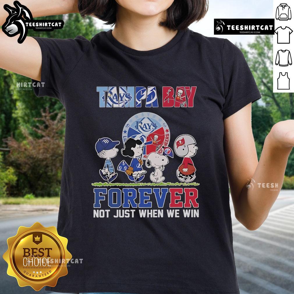 Official Tampa Bay Rays x Tampa Bay Lightning x Tampa Bay Buccaneers ladies tee featuring team logos and stylish design.