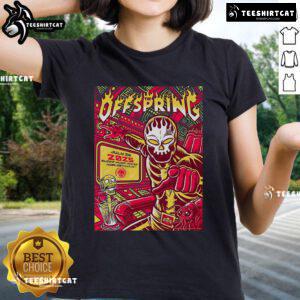 Official The Offspring concert poster for Ruoff Music Center, Noblesville, IN, July 26, 2025, featuring ladies' tee design.
