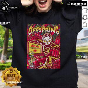 Alt Text: Official The Offspring concert poster and sweatshirt for Ruoff Music Center, Noblesville, IN, July 26, 2025.