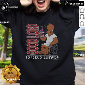 Alt Text: Official The Simpsons Ken Griffey Jr Good Lord Sweatshirt featuring vibrant graphics of Ken Griffey Jr in iconic style.