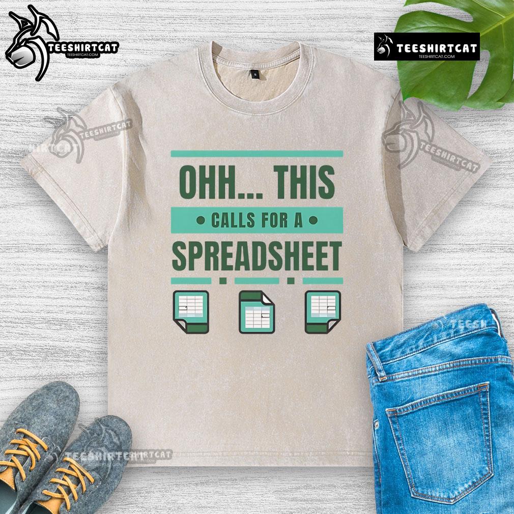 Official This Calls For A Spreadsheet Office Software Washed T-Shirt, featuring a fun graphic for office enthusiasts.