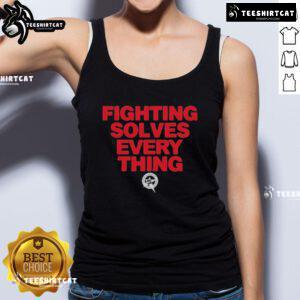 Official Tim Sylvia Fighting Solves Everything tank top featuring bold graphics and a comfortable fit for MMA fans.