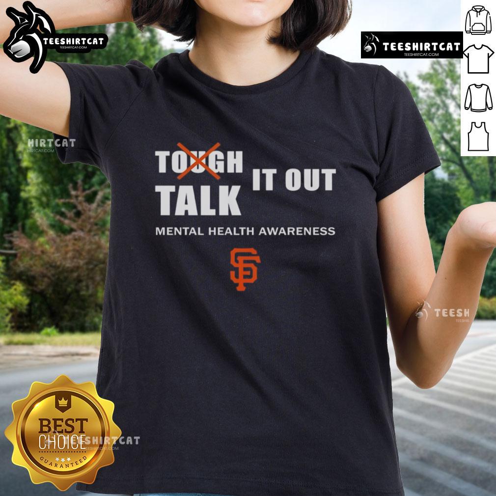 Official Tough It Out Talk Mental Health Awareness Ladies Tee in vibrant colors, promoting mental health support and awareness.