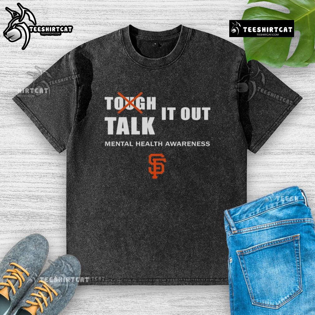 Official Tough It Out Talk Mental Health Awareness Washed T-Shirt, showcasing a stylish design promoting mental health awareness.