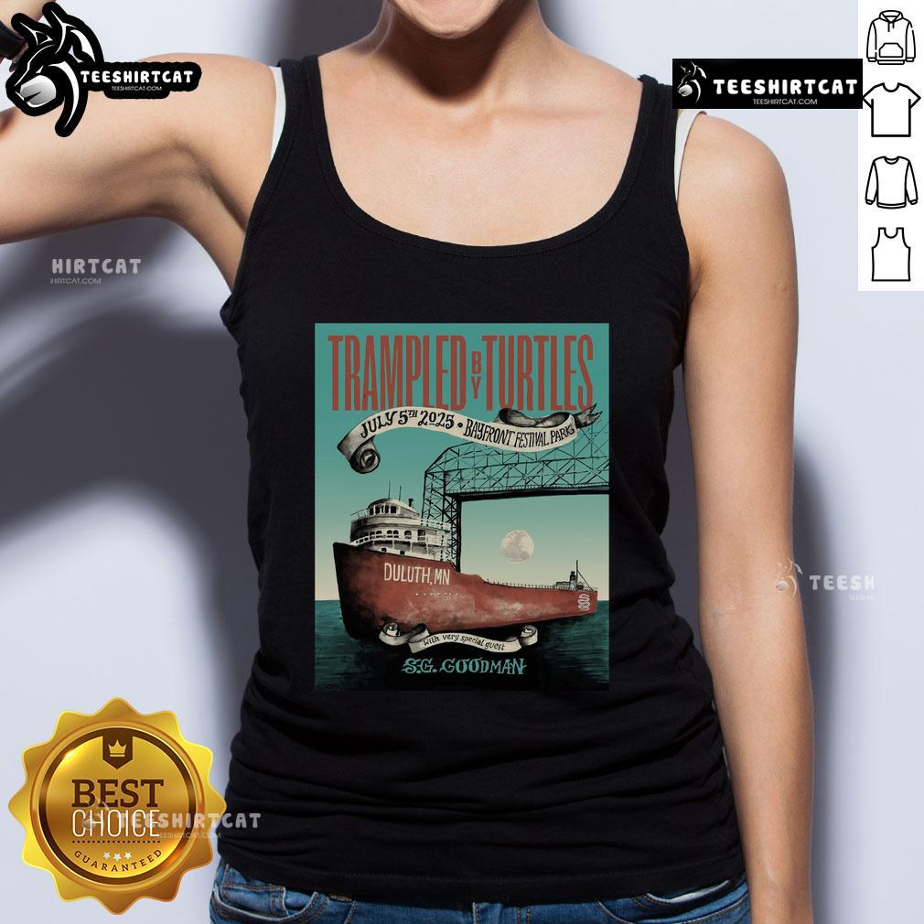 Official Trampled By Turtles Duluth MN 2025 July 05 SG Goodman tank top design featuring vibrant colors and band logo.
