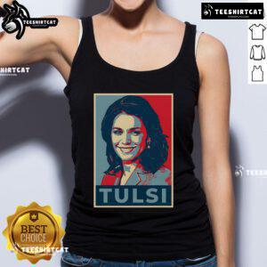 Alt Text: Official Tulsi Gabbard portrait on a stylish hope tank top, showcasing her iconic image and empowering message.