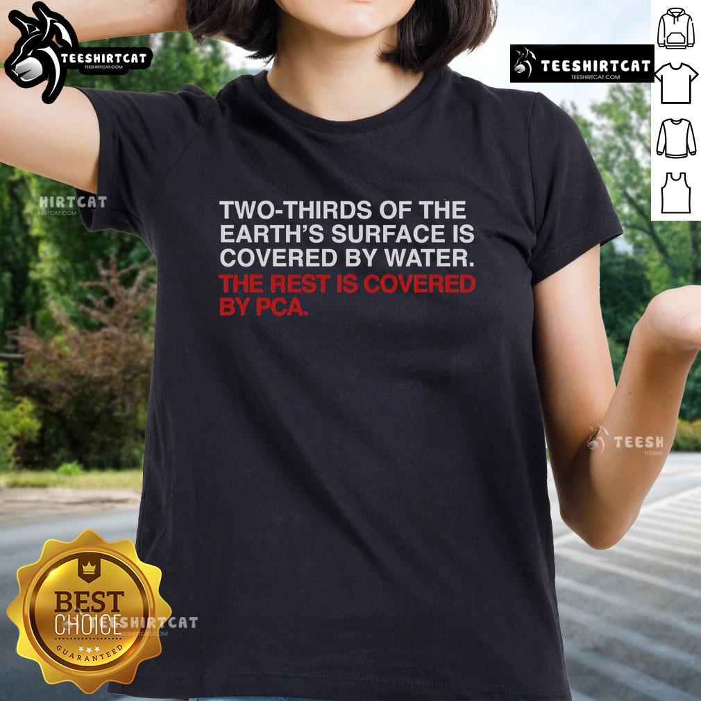 Official PCA ladies tee featuring the phrase 'Two-Thirds of Earth's Surface is Covered by Water' in stylish design.