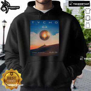 Official Tycho concert poster for Aug 29, 2025, at The Midway, San Francisco, CA, featuring a stylish hoodie design.