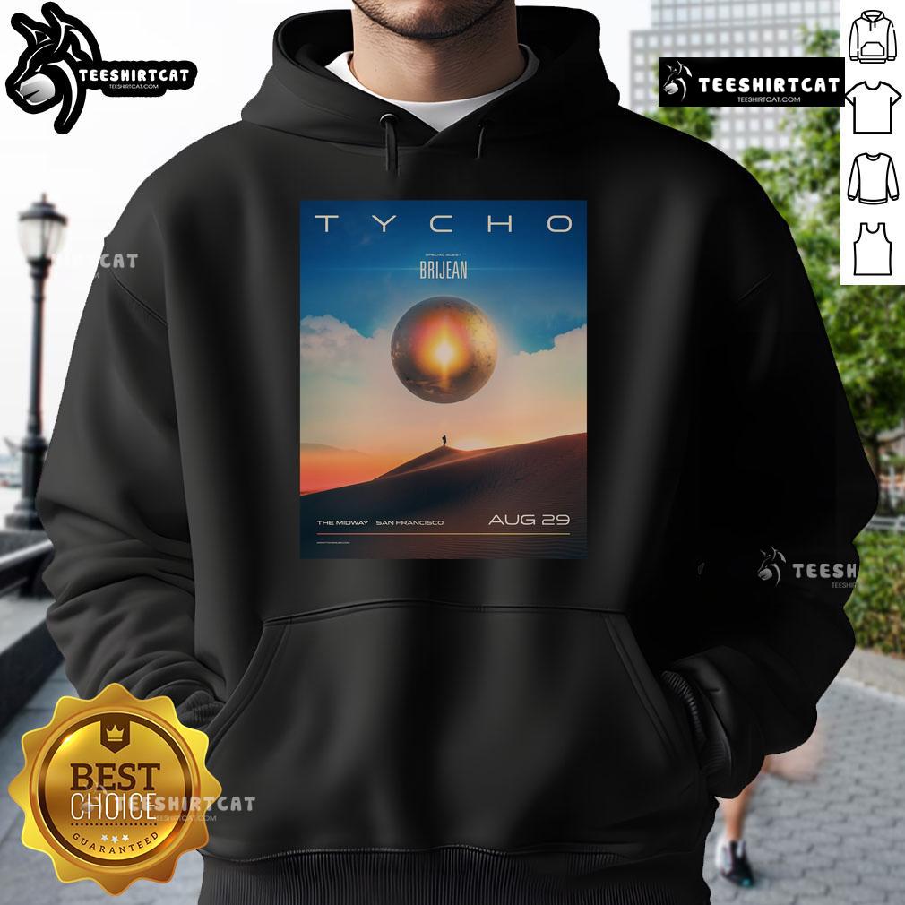 Official Tycho concert poster for Aug 29, 2025, at The Midway, San Francisco, CA, featuring a stylish hoodie design.