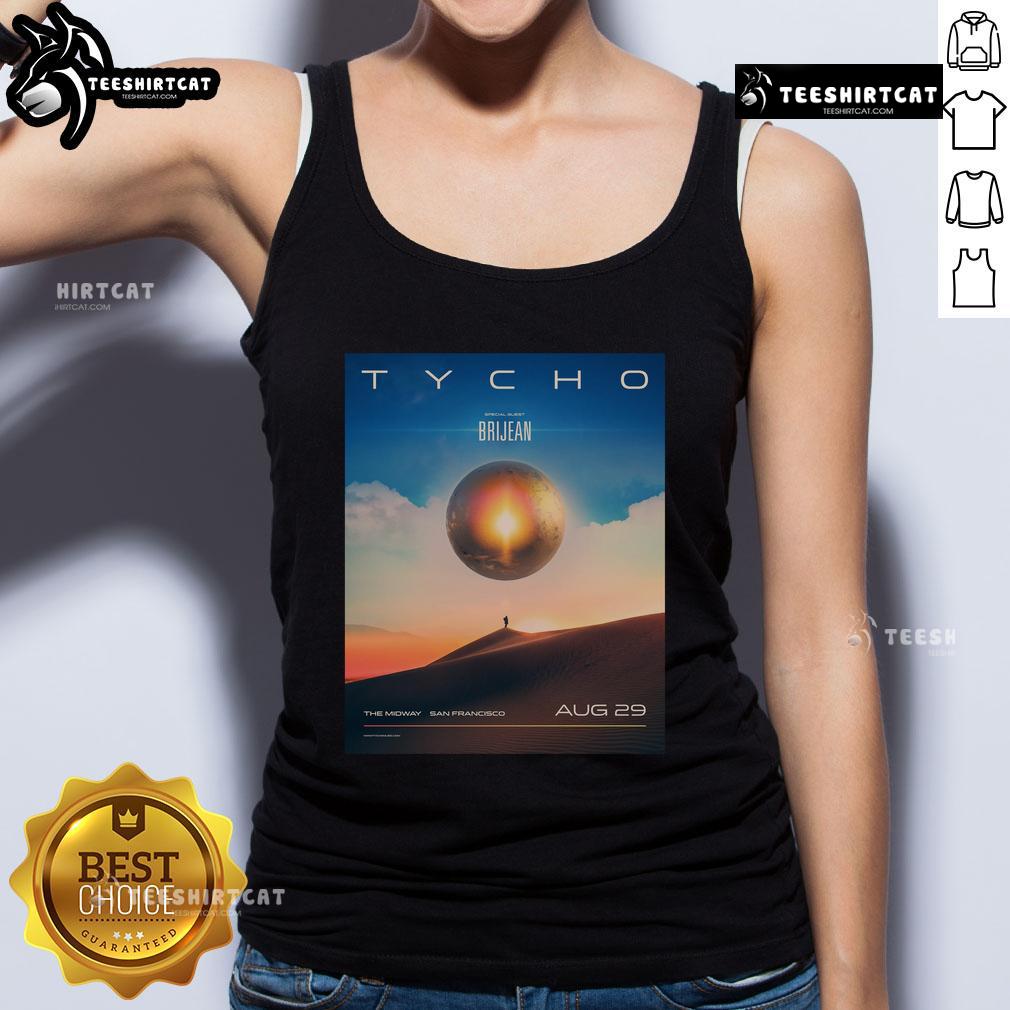 Alt Text: Official Tycho concert poster tank top for the August 29, 2025 event at The Midway, San Francisco, CA.