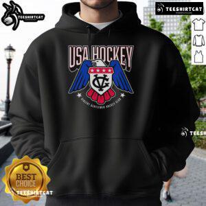 Official USA Hockey logo hoodie featuring a bold design, perfect for fans and players supporting Team USA.