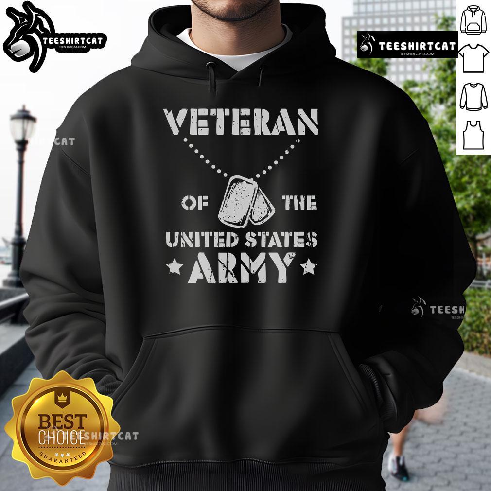 Official Veteran of the United States Army Hoodie displayed in a stylish setting, showcasing patriotic design and quality fabric.