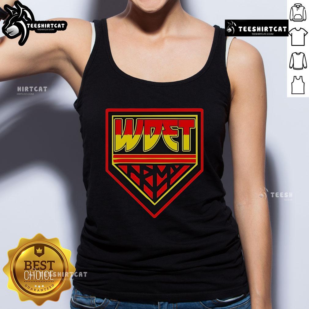 Official WDET Army Tank Top featuring a bold design, perfect for casual wear and showing support for WDET.