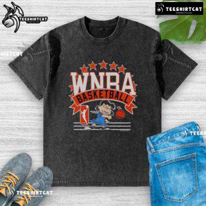 Official WNBA Basketball Lucy Van Pelt washed t-shirt featuring vibrant graphics and a comfortable fit for fans.