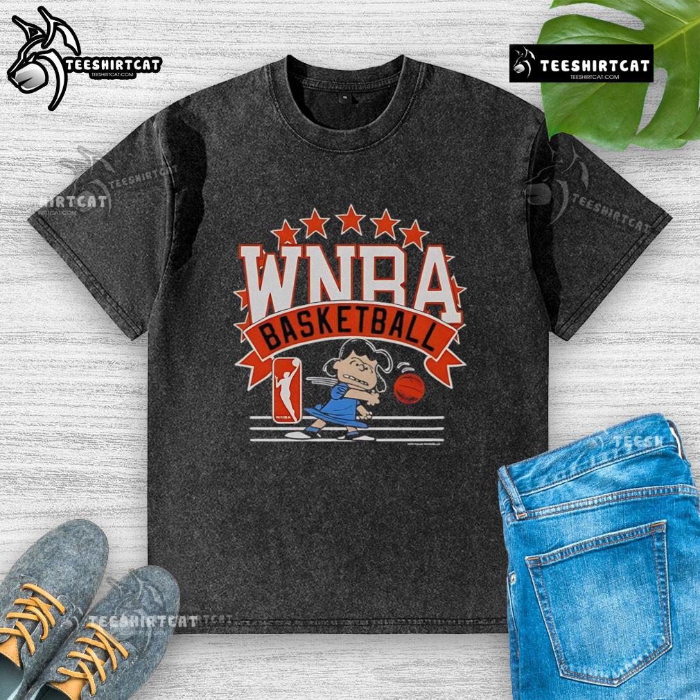 Official WNBA Basketball Lucy Van Pelt washed t-shirt featuring vibrant graphics and a comfortable fit for fans.