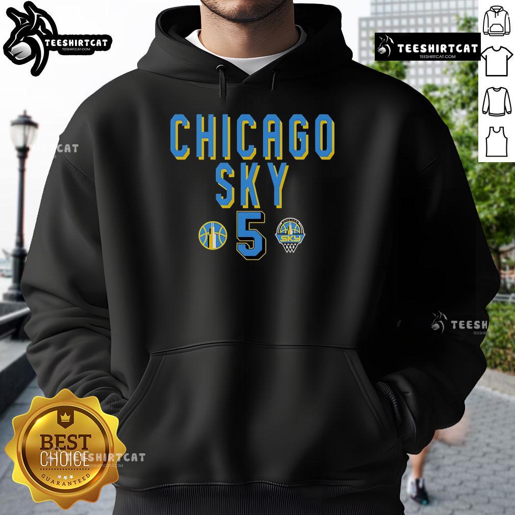 Alt Text: Official WNBA Chicago Sky Angel Reese 5 Style Hoodie showcasing unique design and team colors.